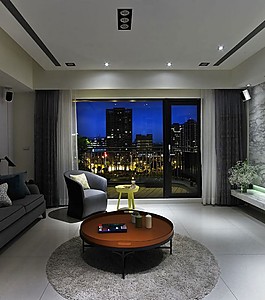 港式簡約客廳落地窗設計圖