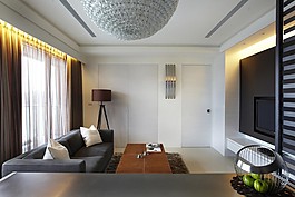 港式簡約客廳落地窗設計圖