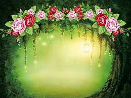 花葉綠色夢幻背景