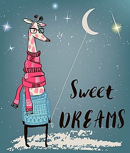 長頸鹿夜晚背景素材