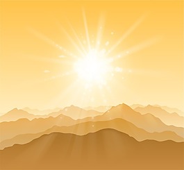 陽光下的山頂插畫矢量素材下載
