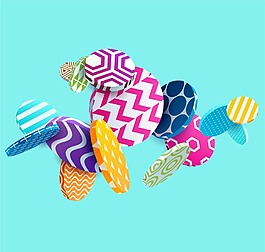3D圓形花紋背景矢量素材下載
