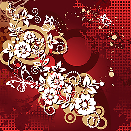 花卉圓點素材背景設(shè)計