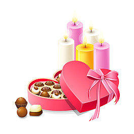 粉色心形礼盒蜡烛素材