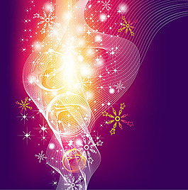 唯美彩色雪花絲帶背景