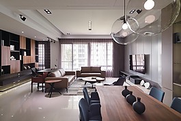 港式簡約客廳落地窗設計圖