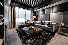 港式時尚客廳落地窗設計圖