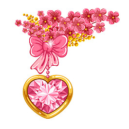 红色钻石吊坠花朵元素