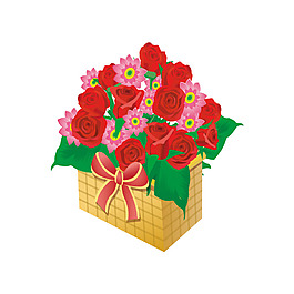 紅色玫瑰花元素