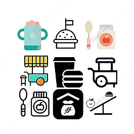 食物食品簡(jiǎn)潔矢量icon