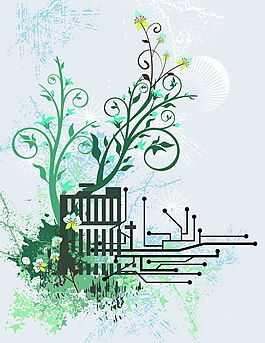 樹(shù)木花紋線條素材設(shè)計(jì)