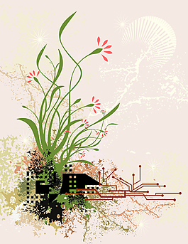 矢量線(xiàn)條花卉素材背景