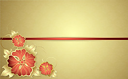紅色花朵金色背景
