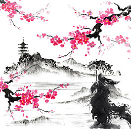 水墨山水插畫