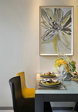 現(xiàn)代簡約餐廳餐桌背景墻設(shè)計圖
