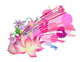 時(shí)尚夢幻荷花插畫