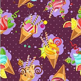 彩色冰淇淋圖案矢量素材下載