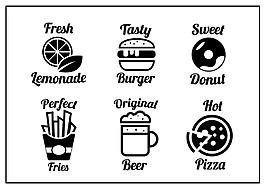 扁平手绘快餐食物图标