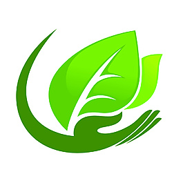 綠色環保手托樹葉商業標志裝飾圖案設計元素