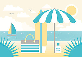 清新夏季插畫素材