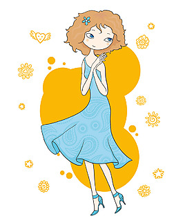 卡通人物小女孩 矢量素材