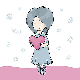 卡通人物小女孩動(dòng)物矢量素材