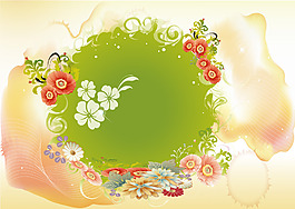 夢幻綠色花環背景