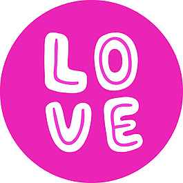 love粉色愛心圓形卡通矢量圖標