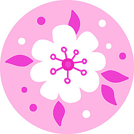花朵粉色愛心圓形卡通矢量圖標