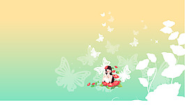 小清新樹(shù)葉漸變背景