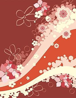 彩色花朵與抽象背景矢量素材下載
