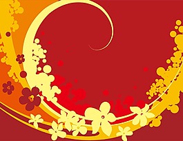 彩色花朵與抽象背景矢量素材下載