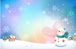 卡通雪花房屋背景