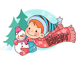 矢量女孩雪人EPS