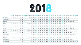 2018年簡約日歷矢量素材