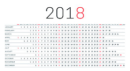 2018年簡(jiǎn)約日歷矢量素材
