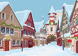圣誕雪景背景素材