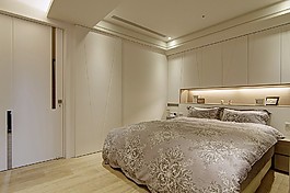 簡約臥室大床背景墻設計圖