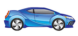 矢量手繪藍色小車EPS