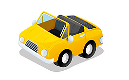 矢量手繪橙色小車EPS