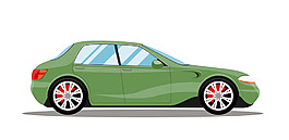 矢量卡通綠色小車EPS