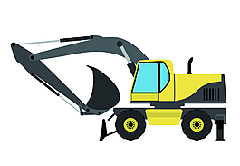 矢量卡通機(jī)動挖車
