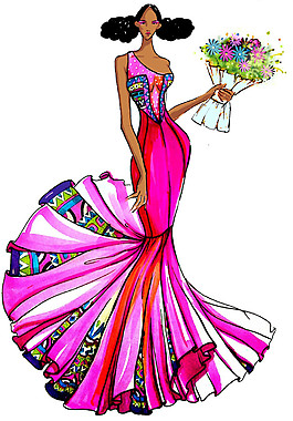 粉色民族風長裙設計圖