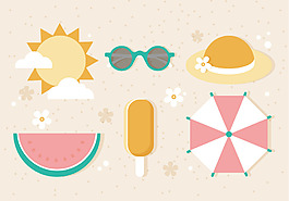 清新夏季夏天度假圖標(biāo)