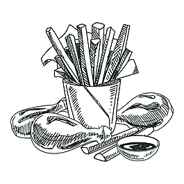 矢量卡通手绘线稿美食商业钢笔创意设计元素
