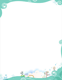藍色小樹邊框背景