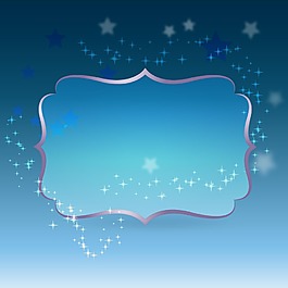 唯美蓝色星星不规则标签