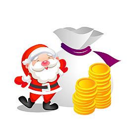 卡通圣诞爷爷金币EPS