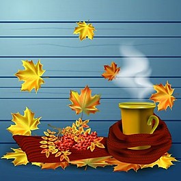 楓葉茶背景素材