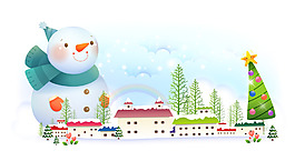 卡通雪人背景